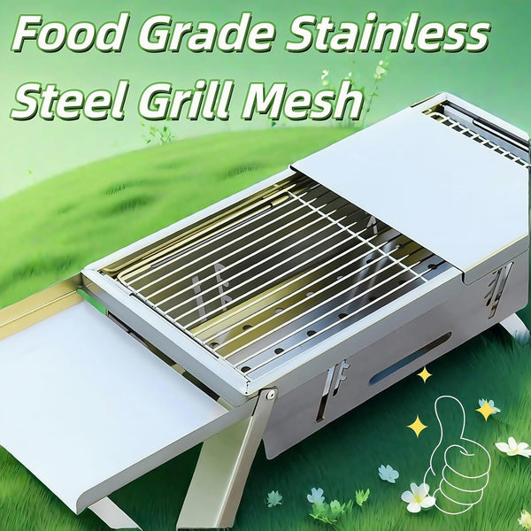 Foldable Small Charcoal Grill Stainless Steel BBQ Grill for Camping Picnic Beach