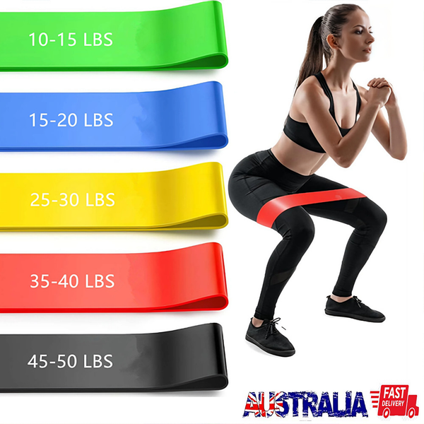 5PCS Loop Resistance Bands Yoga Stretch Strap Power Strength Exercise Set 60x5cm