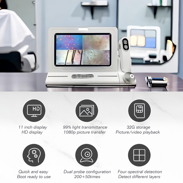 11 Inch LCD Scalp Skin Hair Follicle Detector HD Visual Skin Analyzer 50x/200x