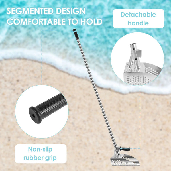 Beach Sand Scoop Metal Detecting Sand Scoop with Removable Long Handle Handheld