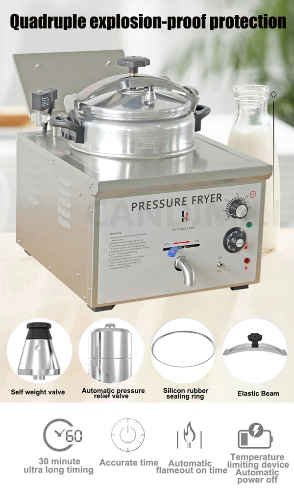 Constant Temp Food Oven Fryer Desktop Single Cylinder Electric Pressure Fryer
