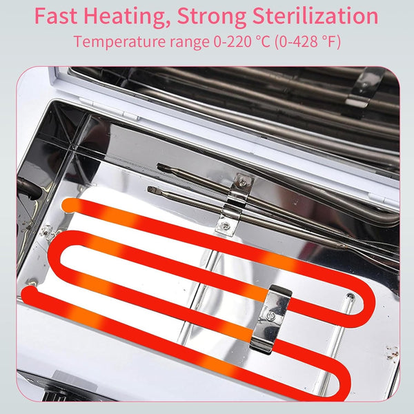 2L Medical Autoclave Dry Heat Sterilizer Tattoo Tools Disinfection Machine 220V