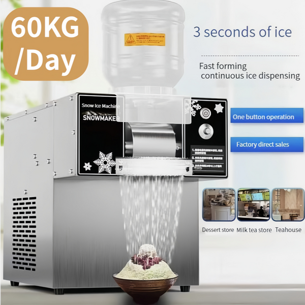 60KG/24H Commercial Snowflake Ice Machine Maker Countertop Milk Snow Ice Machine