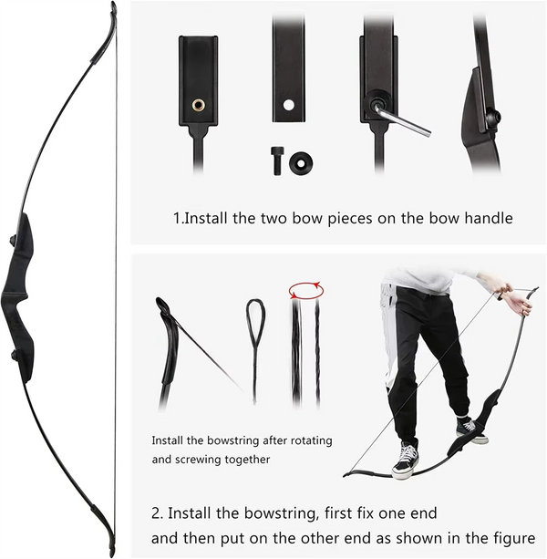 40lbs Archery 53" Takedown Recurve Bow 12 Arrows For Hunting Right/Left-Handed