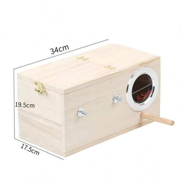 Oversized Bird Nest Breeding Box Parakeet Budgie Cockatiel Nesting Window Wooden