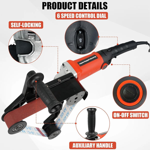 220V Pipe Tube Polisher Sander Belt Sander Grinder Machine w/50pcs Sanding Belts