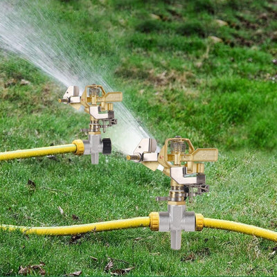 Heavy Duty Brass Impact Sprinkler Head with Nozzles 1/2" Lawn Garden Irrigation