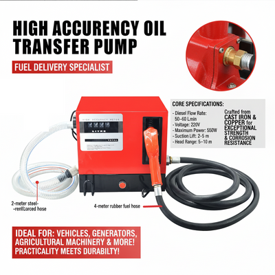 Fuel Pump Diesel Transfer Extractor Oil Electric Bowser Car 16GPM 60L/min Tool