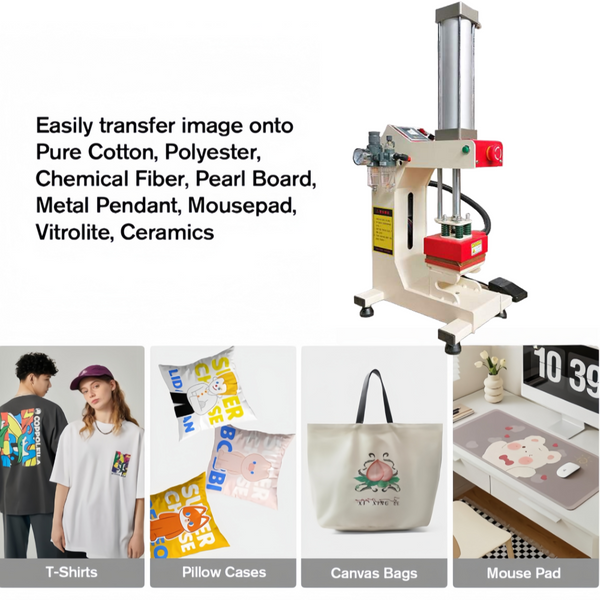 10*10 Pneumatic Heat Press Machine Digital Sublimation Transfer T-Shirt Bag DIY