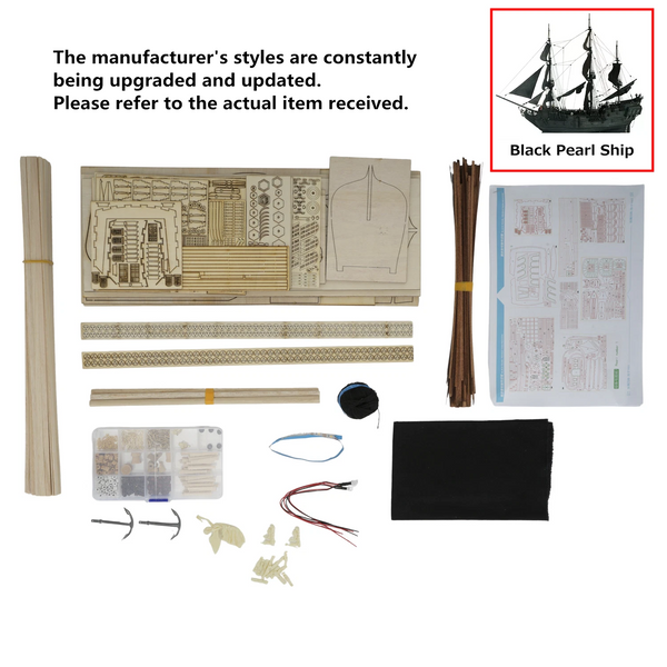 80cm Black Pearl Ship DIY Assemble Model Wooden Sailing Boat Toy Birthday Gifts