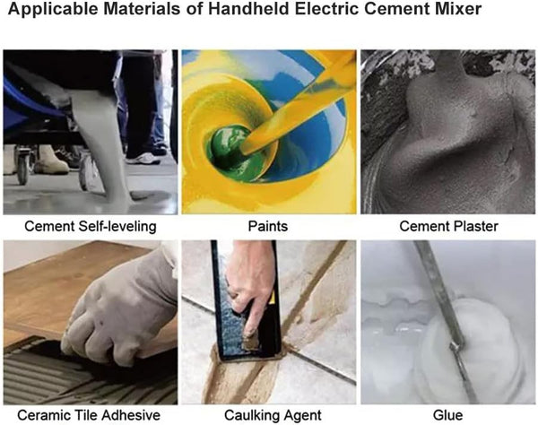 6 Speed Electric Cement Mixer Paint Concrete Mortar Mixing Drill Double Paddle