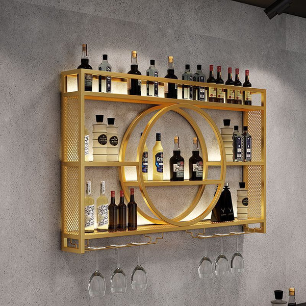3-Tier Metal Wine Rack w/LED Light Wine Bottle Shelf For Home Bar Display 1.2m
