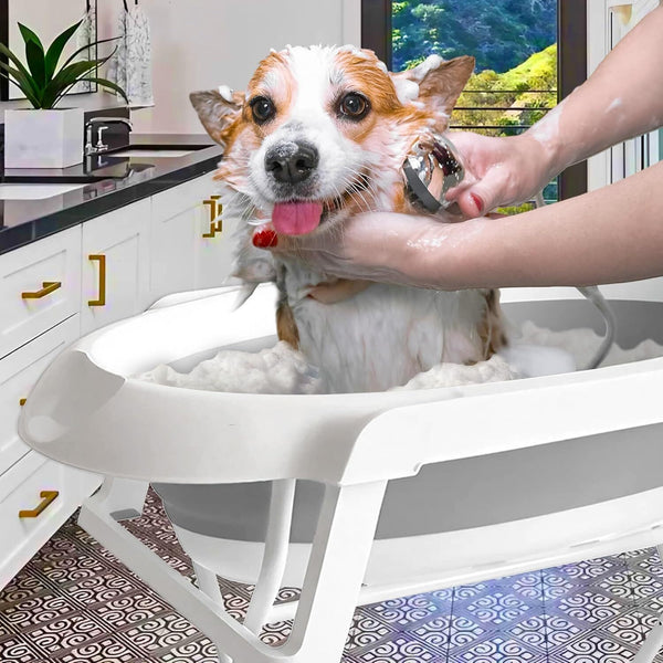 2 in 1 Dog Bathtub Pet Washing Station Portable Tub for Shower and Grooming