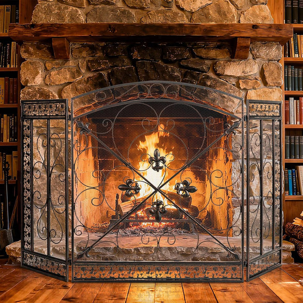 Retro Fire Screen Fireplace Gate Decor Fireguards Mesh Cover Hireplace Partition