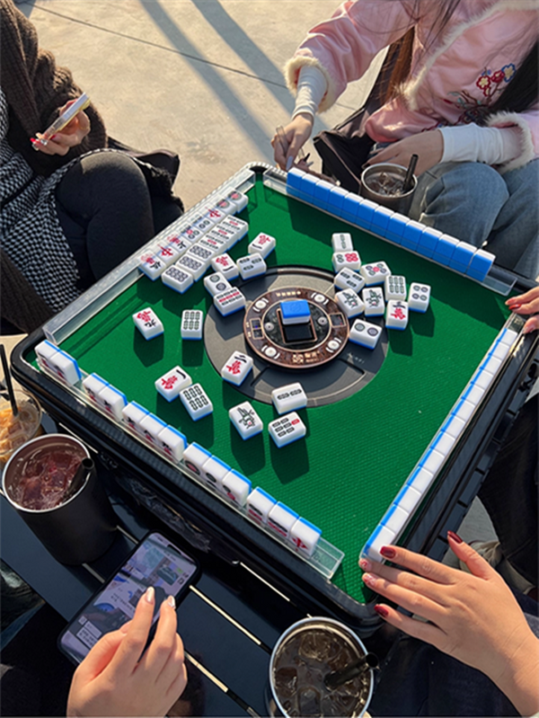 Automatic Mahjong Table Portable Mahjong Table 144 Magnetic Tiles Outdoor & Home