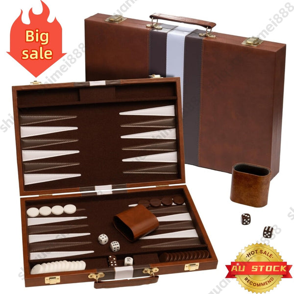 18 inch Premium Backgammon Board Game Set Large Classic Board Game Case Gifts