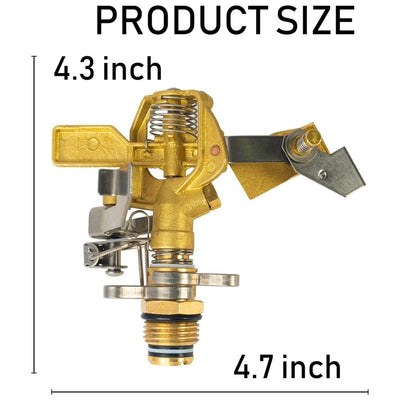 Heavy Duty Brass Impact Sprinkler Head with Nozzles 1/2" Lawn Garden Irrigation