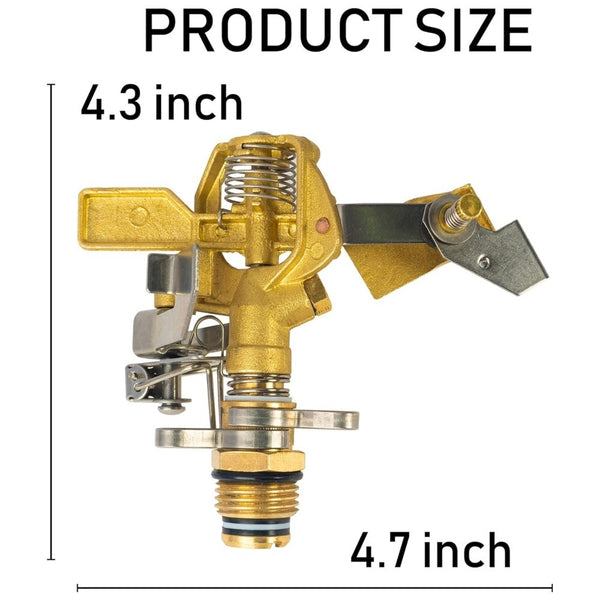 Heavy Duty Brass Impact Sprinkler Head with Nozzles 1/2" Lawn Garden Irrigation