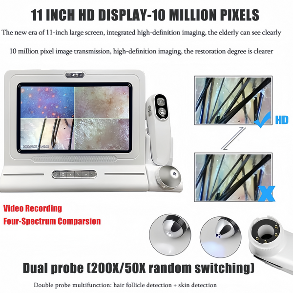 11 Inch LCD Scalp Skin Hair Follicle Detector HD Visual Skin Analyzer 50x/200x