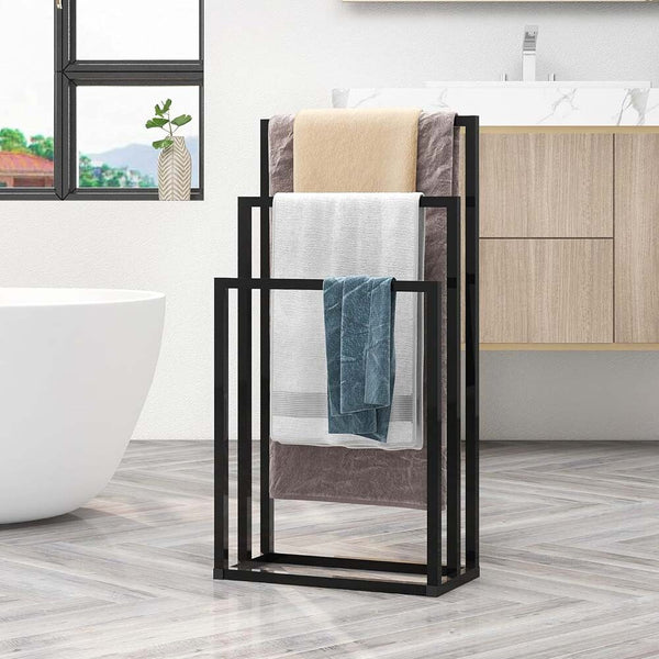 Metal Towel Rack Bathroom Freestanding Drying Shelf Storage Shower Caddy Rack