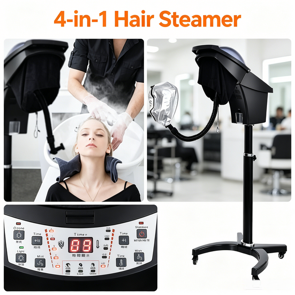 4-in-1 Hair Steamer Spa Salon Micro Mist Hot Cold Fog Hair Care Machine w/ Timer