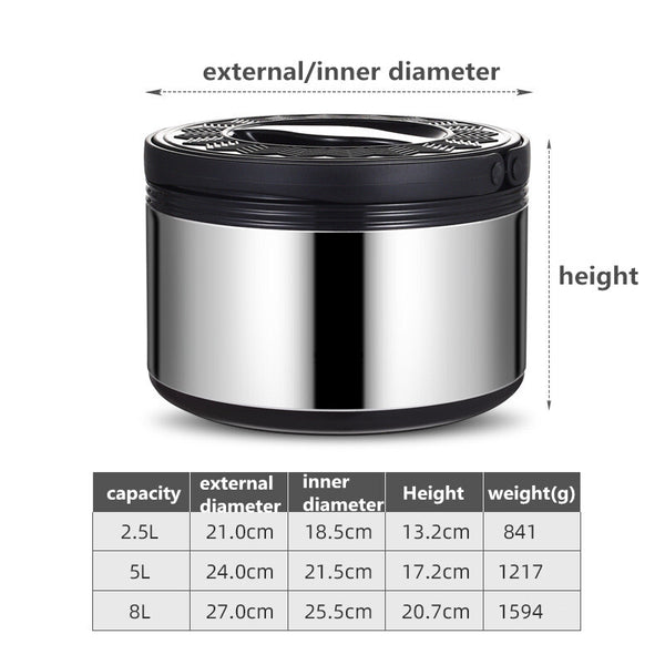 Stainless Steel Hot Cold Food Insulated Casserole Hot Pot Set of 3 (2.5L,5L,8L)