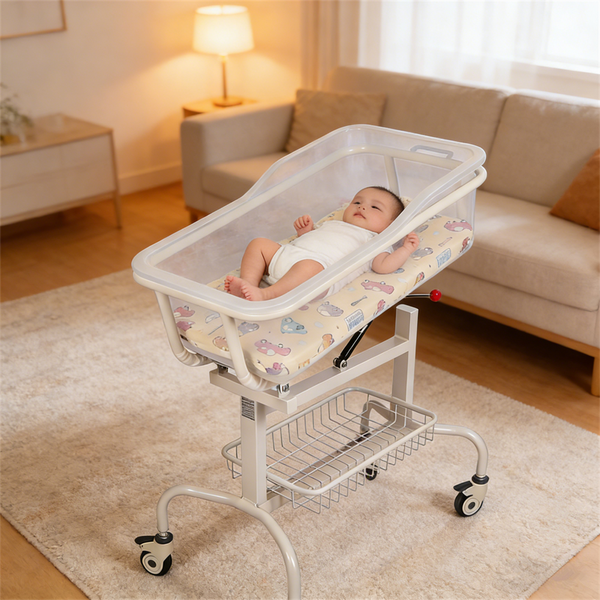 Clear Baby Bassinet Anti-Reflux Hospital Cot Newborn Crib w/ Wheels & Storage