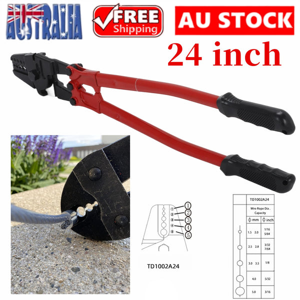 24 Inch Hand Swager Crimper Swaging Tool 5 Cavity 1/16" 3/32" 1/8" 5/32" 3/16"