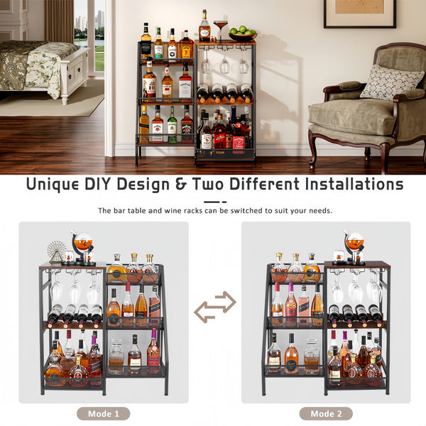3-Tier Metal Wine Rack Wine Bottle Storage Shelf Display Cabinet for Home Bar AU
