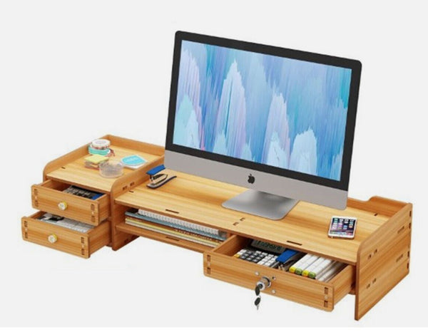 Monitor Stand Riser with Drawers Desktop Organizer 2-Tier for Laptop Computer
