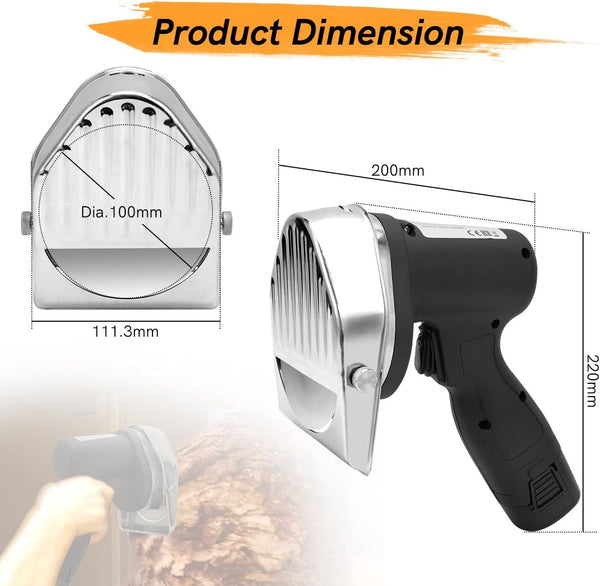 80W Electric Cordless Kebab Meat Slicer Doner Shawarma Gyros Cutting 2 Battery