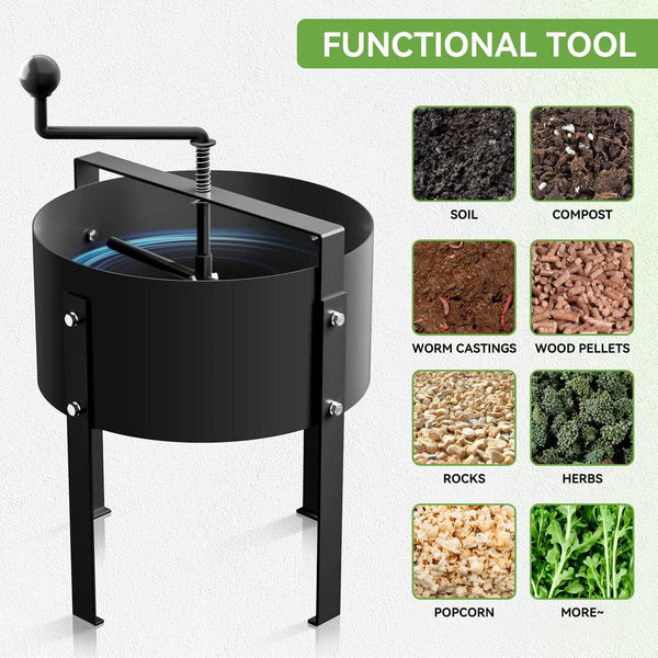 Rotary Soil Sifter Compost Sieve Garden Potting Sifting Mesh Rock Sand Sieve