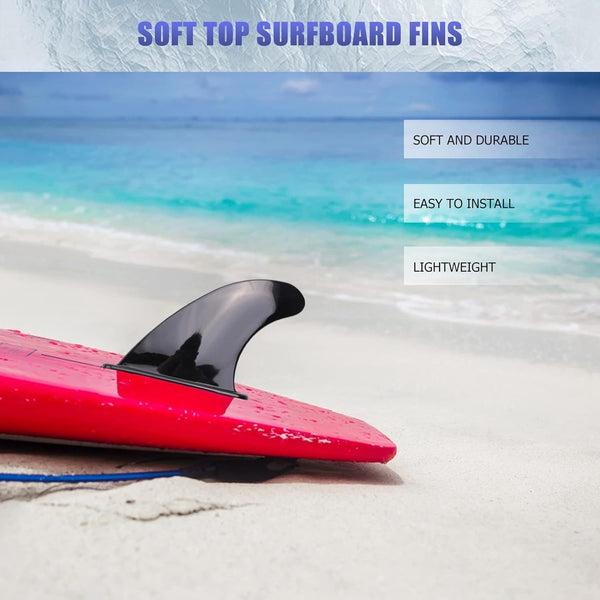 3Pcs Soft Top Surfboard Fins Sets for Softboard Paddle Board Surf Boards Black