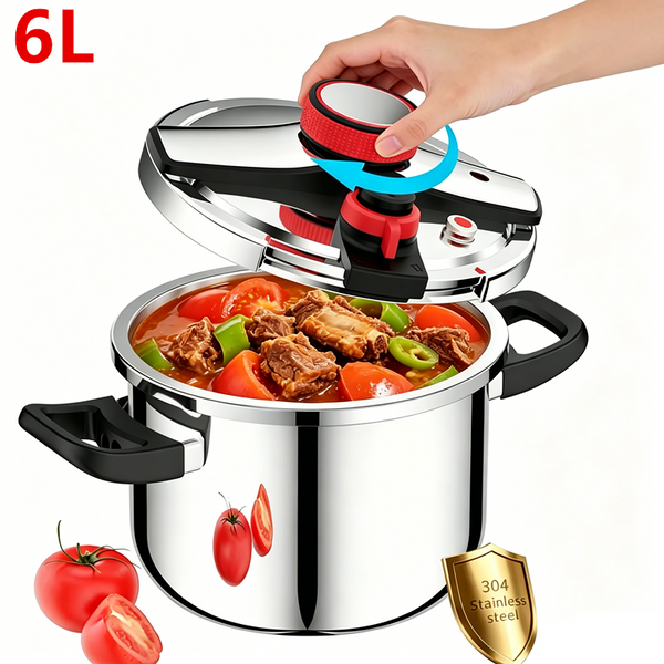 Pressure Cooker 6L Explosion-Proof One-Hand Locking Induction Compatible 100Kpa