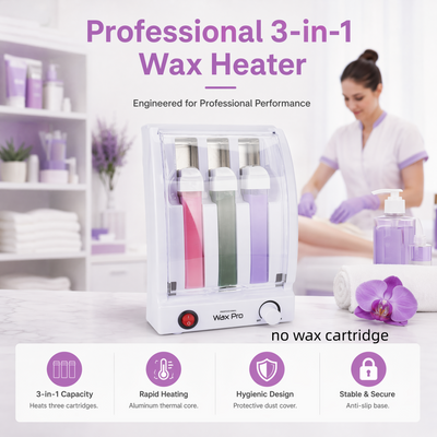 3 Cartridge Roll-On Wax Heater Depilatory Waxing Warmer 100W For Hair Removal AU
