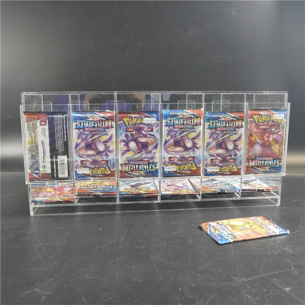 6 Slot Acrylic Pokemon TCG Premium Booster Pack Dispenser Stackable Design Clear