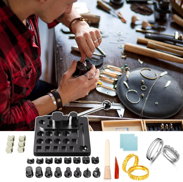 16pcs Ring Bending Tools Heavy Duty Ring Bender with Jewelry Spoon Making Tool