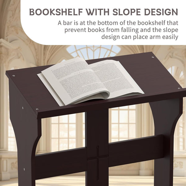 Wood Prayer Bench Stool Kneeler with Shelf and Cushion Church Prayer Table Chair