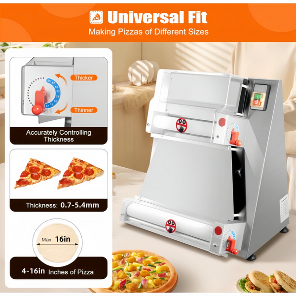 Electric Dough Roller Sheeter Pastry Pizza Maker Press Making Machine 4"-16"