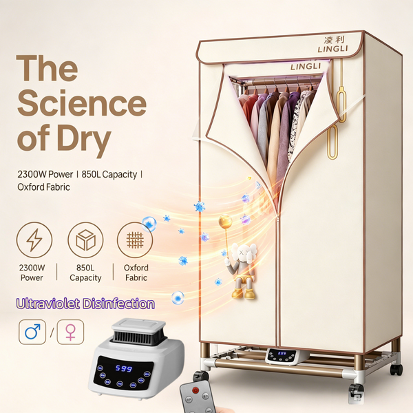 Clothes Dryer 2300W Drying Machine for Wet Laundry Three-Layer Warm Air Drying