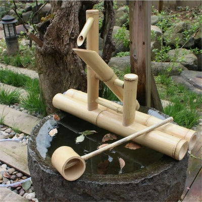 Bamboo Fountain with Pump Japanese Rocking Fountains Kit Bamboo Water Fountain
