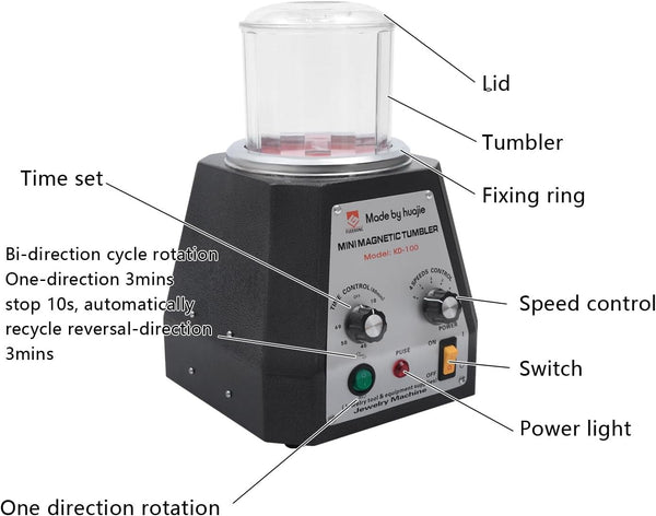 Magnetic Tumbler Surface Polisher Jewelry Finish Machine 2000RPM 4-Speed