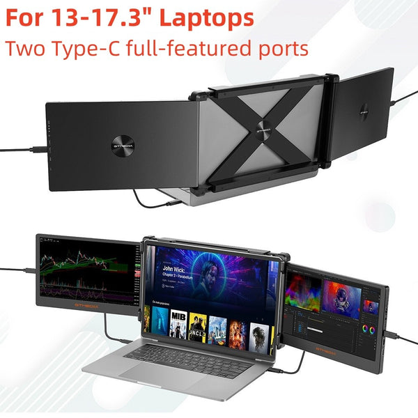 Laptop Screen Extender Triple-fold 11.6 In FHD 1080P Portable Monitor Extended