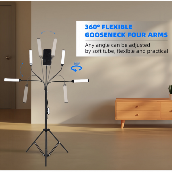 Four-arm LED Light Dimmable Lighting Phone Selfie Tripod Makeup Live Lamp 36W AU