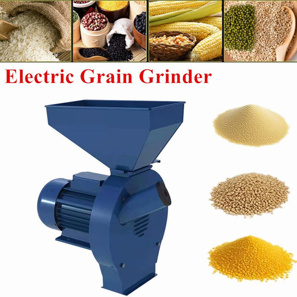 Grain Grinder Corn Barley Wheat Mill Electric Grain Crusher Adjustable Thickness