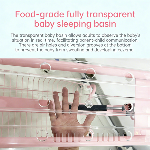 Clear Baby Bassinet Anti-Reflux Hospital Cot Newborn Crib w/ Wheels & Storage