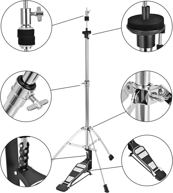 Hi-Hat Cymbal Stand Light Weight Double Braced Legs Chain Driven Foot Plate