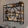 3-Tier Metal Wine Rack w/ LED Light Wine Bottle Shelf For Home Bar Display 1.2m