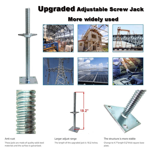 4 Pcs Scaffolding Adjustable Leveling Jack Steel Screw Large Bearing Capacity