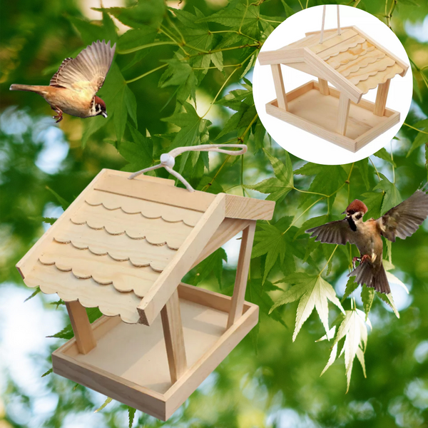 Hanging Wooden Bird House Feeder Outdoor Nest for Wild Birds Garden Decoration